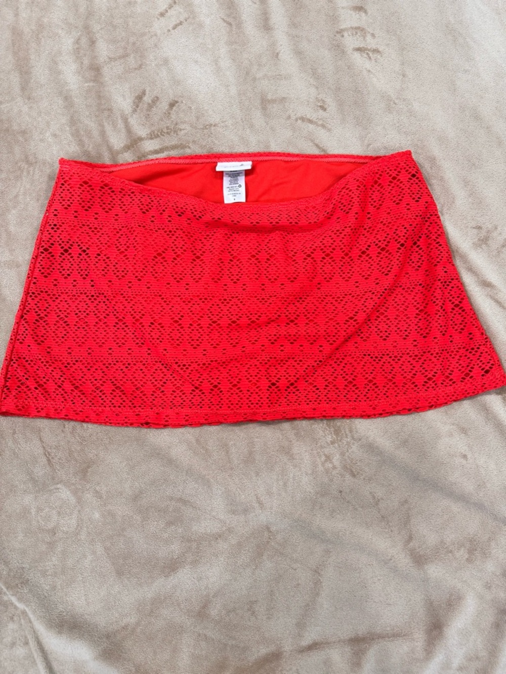 Red Crochet Mini Skirt swim bottom- Women size 8